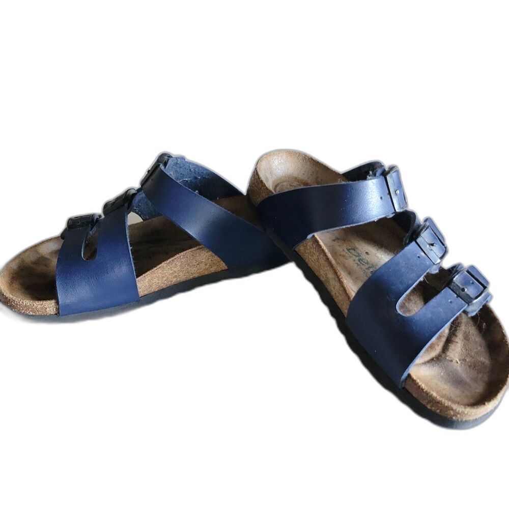 Birkenstock Betula Navy Blue Florida Leather Sandals Womens Size US 7.5 EU 38